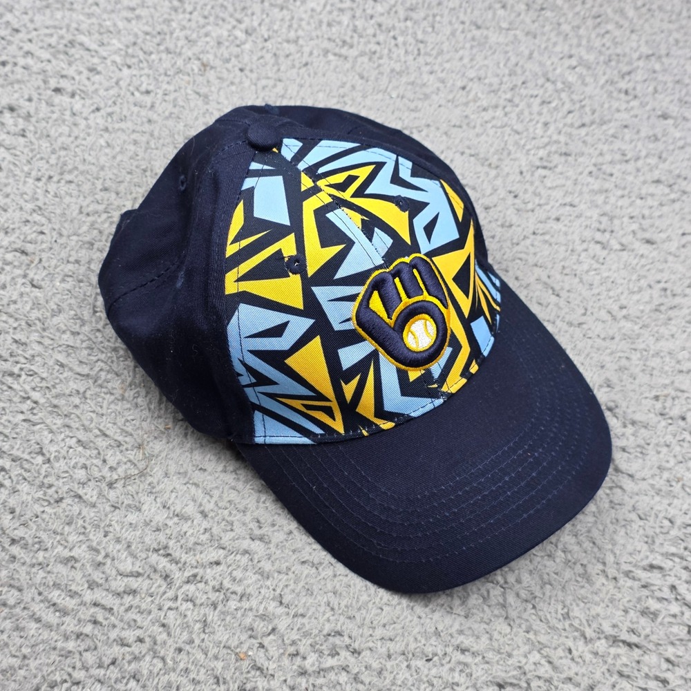 Milwaukee Brewers Baseball Cap Unisex OSFM Navy Blue Geometric Abstract Logo